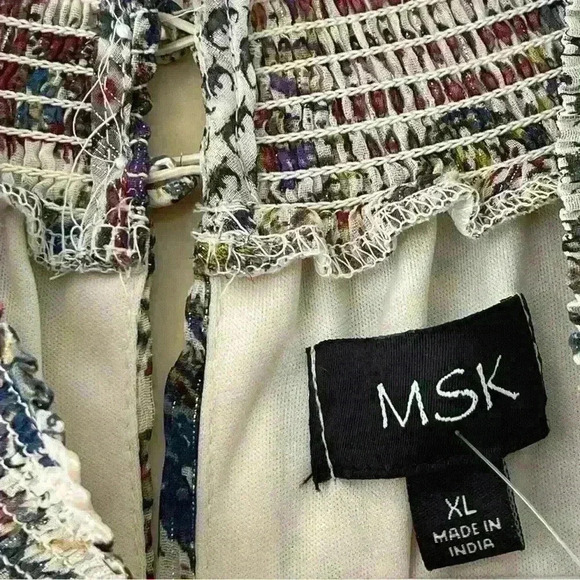 MSK Womens Printed Smocked Waist Tired Dress Multicolor Size XL Ruffle Chiffon - Picture 6 of 14